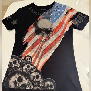 Limited Edition Black Diamond Philipp Plein Cotton Mens T-Shirt, 90% new.